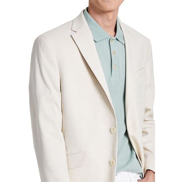 Kenneth Cole Reaction Mens Slim-Fit Mini Check Sport Coat 36 Regular White - NWT
